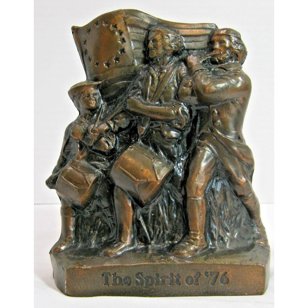 Vintage 'The Spirit of '76' Coin Bank Copper Tone Metal 6" 74 BANTHRICO CHICAGO